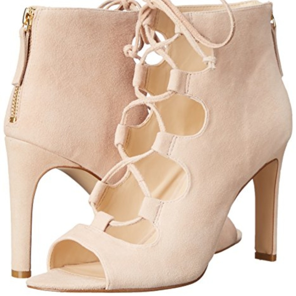 Nine West lace up heels- blush pink